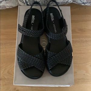 Melissa + Salinas Woven Black Sandals sz 7